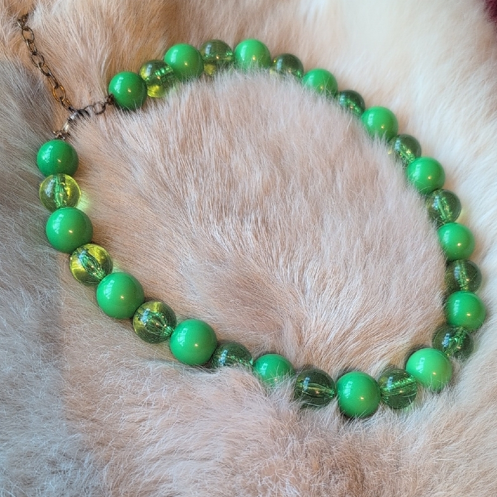 Vintage Green Beaded Necklace